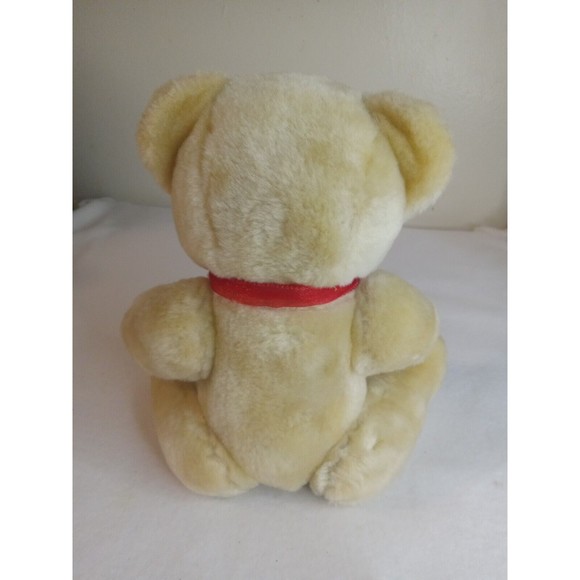 Vintage Jointed Terry Bear Plush Red Ribbon 12" Stuff Animal.       Q - Picture 3 of 4